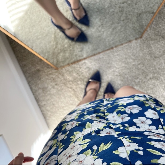 🍉Alice + Olivia Tayla Blue/White Floral Mini Dress Lantern Structured - Picture 12 of 12